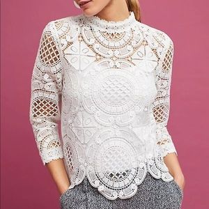 Anthropologie Laced Medallion Top